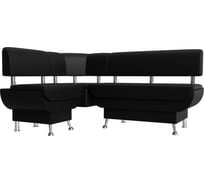 Кухонный угловой диван Альфа левый полностью экокожа черная Лига диванов 116736L