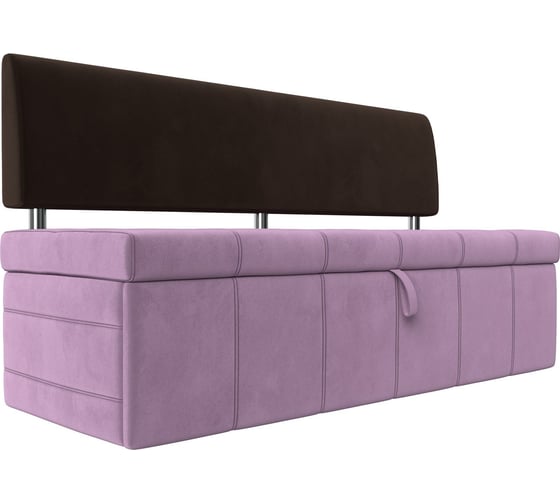 Кухонный прямой диван Стоун основа микровельвет сиреневый, компаньон микровельвет коричневый Лига диванов 115984 1