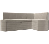 Кухонный угловой диван Токио правый основа микровельвет бежевый, компаньон микровельвет бежевый Лига диванов 119424