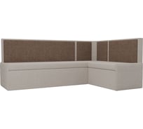 Кухонный угловой диван Кристина правый основа рогожка бежевая, компаньон рогожка коричневая Лига диванов 118465