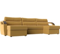 П-образный диван Форсайт полностью микровельвет желтый Лига диванов 111719