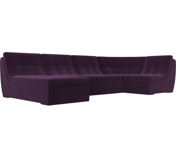 П-образный модульный диван Холидей полностью велюр фиолетовый Лига диванов 105165 1