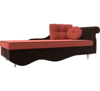 Кушетка Лорд правый основа микровельвет коралловый, компаньон микровельвет коричневый Лига диванов 119345