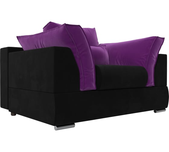 Кресло Пекин основа микровельвет черный, подушки микровельвет фиолетовый Лига диванов 116031 1