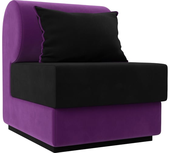 Кресло Кипр основа микровельвет черный, компаньон микровельвет фиолетовый, подушка микровельвет черный, кант фиолетовый Лига диванов 116366 1