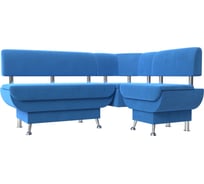Кухонный угловой диван Альфа правый полностью велюр голубой Лига диванов 116693
