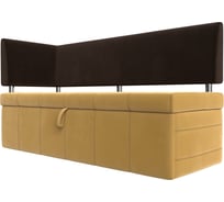 Кухонный прямой диван Стоун с углом левый основа микровельвет желтый, компаньон микровельвет коричневый Лига диванов 107275L