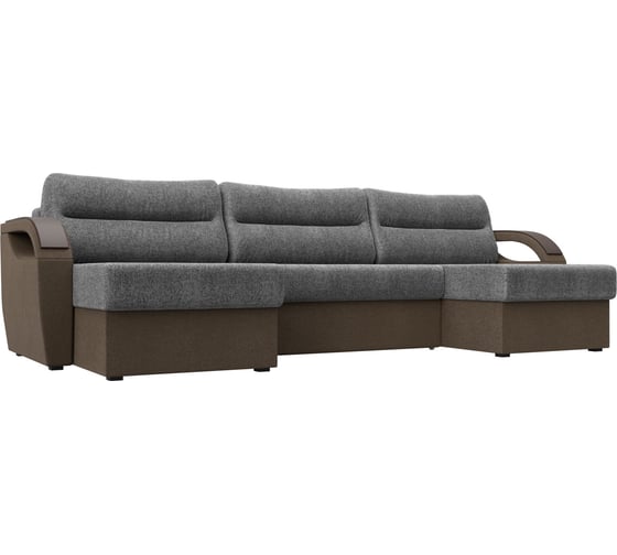 П-образный диван Форсайт основа рогожка серая, компаньон рогожка коричневая Лига диванов 111746 1