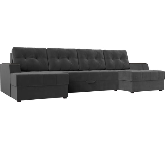 П-образный диван Эмир полностью велюр серый Лига диванов 110970 1