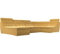 П-образный модульный диван Холидей Люкс полностью микровельвет желтый Лига диванов 105587