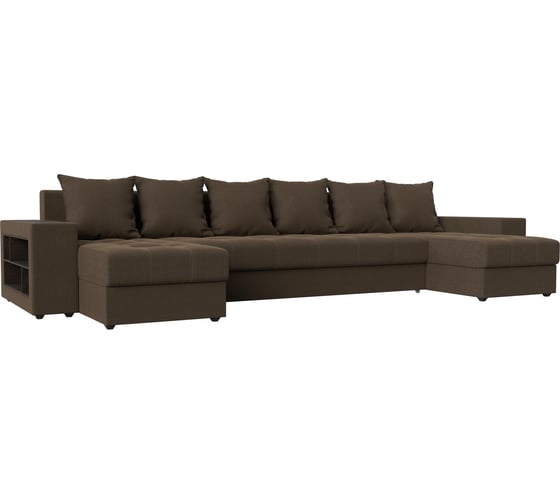 П-образный диван Дубай левый полностью рогожка коричневая Лига диванов 110583 1