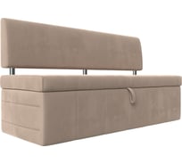 Кухонный прямой диван Стоун полностью велюр бежевый Лига диванов 107236