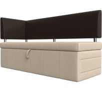 Кухонный прямой диван Стоун с углом левый основа экокожа бежевая, компаньон экокожа коричневая Лига диванов 107288L