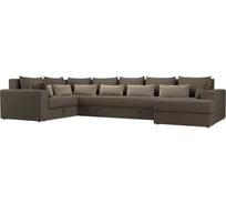 П-образный диван Майами оттоманка справа полностью рогожка Корфу 03, подушки рогожка К-03/микровельвет беж/рогожка к-03 Лига диванов 114817