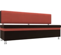 Кухонный прямой диван Стайл основа микровельвет коричневый, компаньон микровельвет коралловый Лига диванов 111635