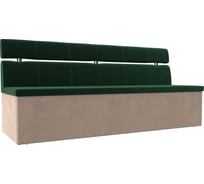 Кухонный прямой диван Классик основа велюр зеленый, компаньон велюр бежевый Лига диванов 106568