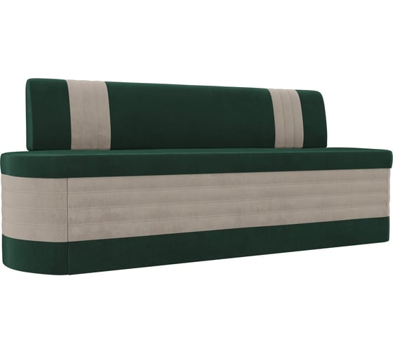 Кухонный прямой диван Токио основа велюр зеленый, компаньон велюр бежевый Лига диванов 106528 1