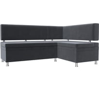 Кухонный уголок Стайл правый полностью велюр серый Лига диванов 111659