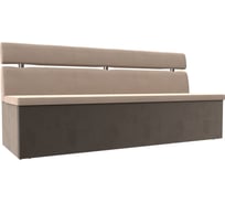 Кухонный прямой диван Классик основа велюр бежевый, компаньон велюр коричневый Лига диванов 106569