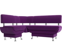 Кухонный угловой диван Альфа левый полностью микровельвет фиолетовый Лига диванов 116713L