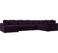 П-образный диван Майами оттоманка слева полностью велюр фиолетовый, подушки велюр ФИО/фио/фио Лига диванов 114818L