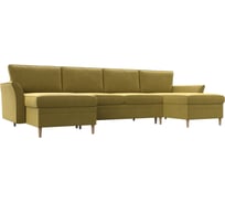 П-образный диван София полностью микровельвет желтый Лига диванов 112234