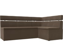 Кухонный угловой диван Классик правый полностью рогожка коричневая Лига диванов 117995