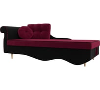 Кушетка Лорд левый основа микровельвет бордовый, компаньон микровельвет черный Лига диванов 119343L