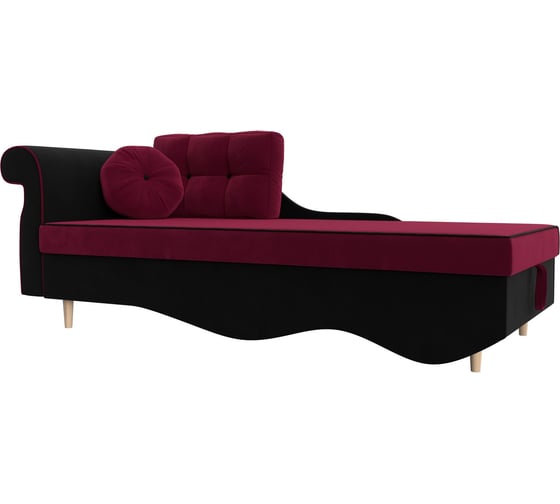 Кушетка Лорд левый основа микровельвет бордовый, компаньон микровельвет черный Лига диванов 119343L 1