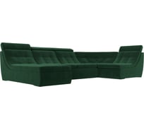 П-образный модульный диван Холидей Люкс полностью велюр зеленый Лига диванов 105581