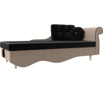Кушетка Лорд правый основа велюр черный, компаньон велюр бежевый Лига диванов 119341