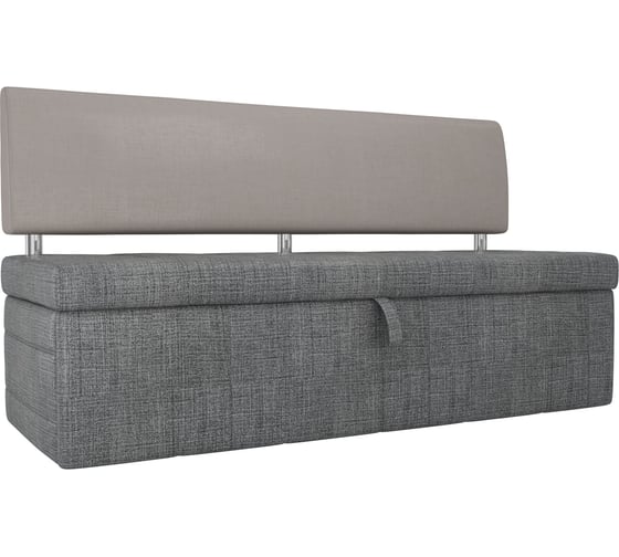 Кухонный прямой диван Стоун основа рогожка серая, компаньон рогожка бежевая Лига диванов 107257 1