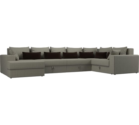 П-образный диван Майами оттоманка слева полностью рогожка Корфу 02, подушки рогожка К-02/микровельвет кор/рогожка к-02 Лига диванов 114816L 1