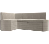 Кухонный угловой диван Токио левый основа микровельвет бежевый, компаньон микровельвет бежевый Лига диванов 119424L