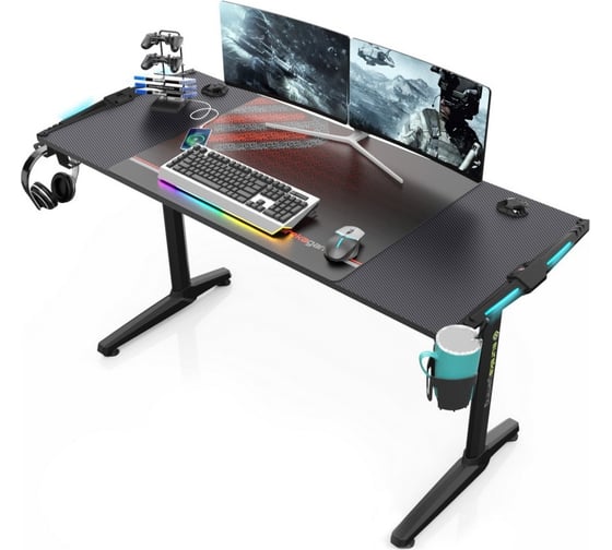 Стол для компьютера, для геймеров EUREKA GIP 55, Black ERK-GIP-55B-V1