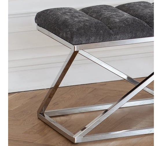 Банкетка GreenWeen ZUMA каркас нержавеющая сталь, сидение шенилл цвет Steel Grey, Bulon, 1100x400x450 GW-ZUMA-NER-SGREY-110-BL