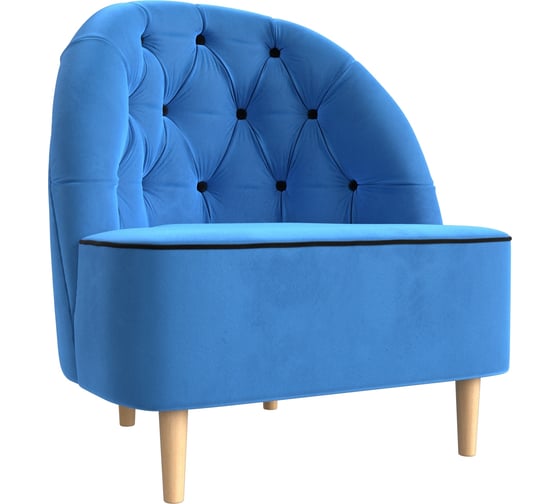 Кресло Лига диванов Амиса основа велюр голубой, кант велюр черный 110040 1