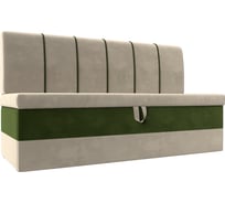 Кухонный диван Лига диванов Энигма основа микровельвет бежевый, компаньон микровельвет зеленый 112889
