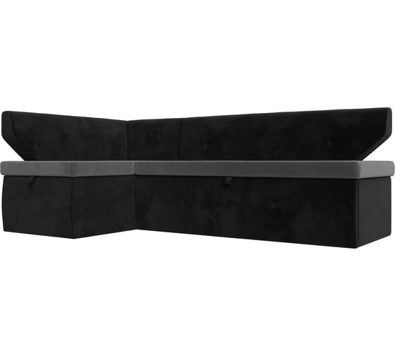 Кухонный угловой диван Лига диванов Омура левый основа велюр серый, компаньон велюр черный 113204L 1