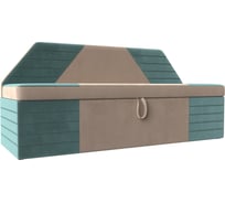 Кухонный прямой диван Лига диванов Дуглас основа велюр бежевый, компаньон велюр бирюзовый 107419