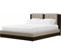 Кровать Лига диванов Камилла основа велюр бежевый, компаньон велюр коричневый 101297