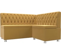 Кухонный угловой диван Лига диванов Мирта правый полностью микровельвет желтый 107595