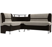 Кухонный угловой диван Лига диванов Сидней левый основа микровельвет бежевый, компаньон микровельвет коричневый 107377L