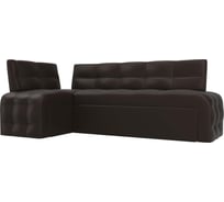 Кухонный угловой диван Лига диванов Люксор левый полностью экокожа коричневая 28596L