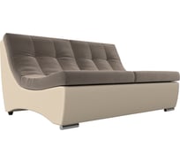 Модуль Лига диванов Монреаль диван основа велюр коричневый, компаньон экокожа бежевая 111473