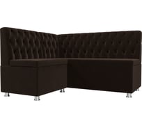 Кухонный угловой диван Лига диванов Мирта левый полностью микровельвет коричневый 107598L