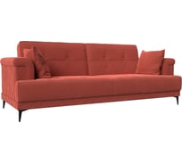 Прямой диван Лига диванов книжка Орлеан полностью микровельвет коралловый 111824