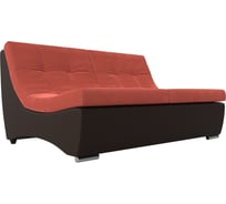 Модуль Лига диванов Монреаль диван основа микровельвет коралловый, компаньон экокожа коричневая 111486