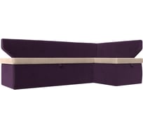 Кухонный угловой диван Лига диванов Омура правый основа велюр бежевый, компаньон велюр фиолетовый 113192