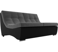 Модуль Лига диванов Монреаль диван основа велюр серый, компаньон экокожа черная 111477